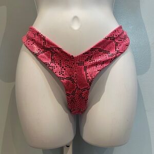Yandy Hot Neon Pink Black Snake Print Bikini Bottom Medium NWT